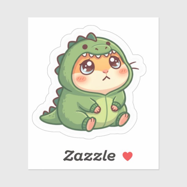Autocollant Hamster en Costume de Dinosaure (Feuille)