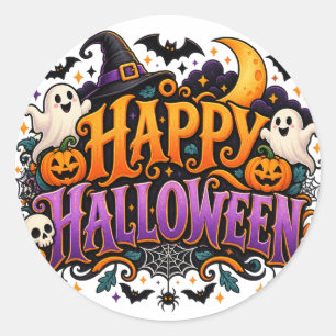 Autocollant Happy Halloween Fantômes Crânes et Cit