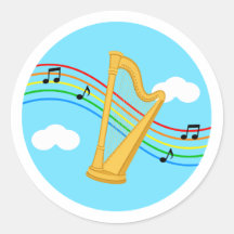 Autocollant Harpe Ciel Arc-en-ciel Musique Enfants