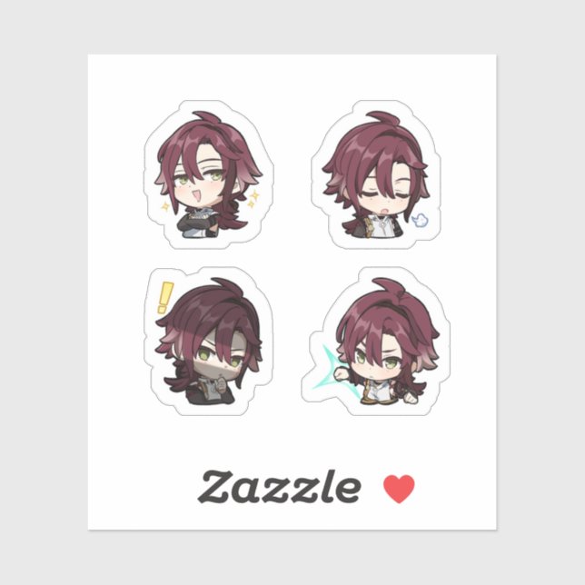 Autocollant Heizou Genshin Impact 4 pièces (Feuille)