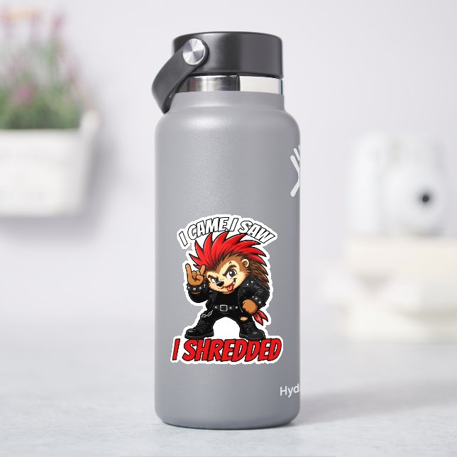 Autocollant Hérisson Punk 'Je suis venu, j'ai vu,  (HydroFlask)