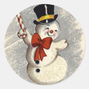Autocollant heureux vintage de Noël de bonhomme d