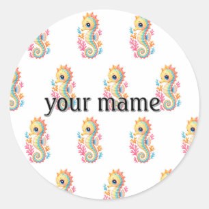 Autocollant hippocampe aquarelle turquoise – Éléga