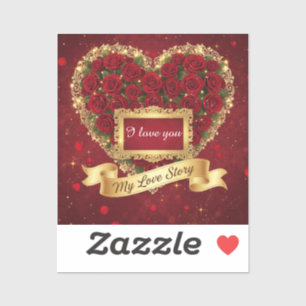 Autocollant Histoire d'Amour Paillettes Or Rose Ro