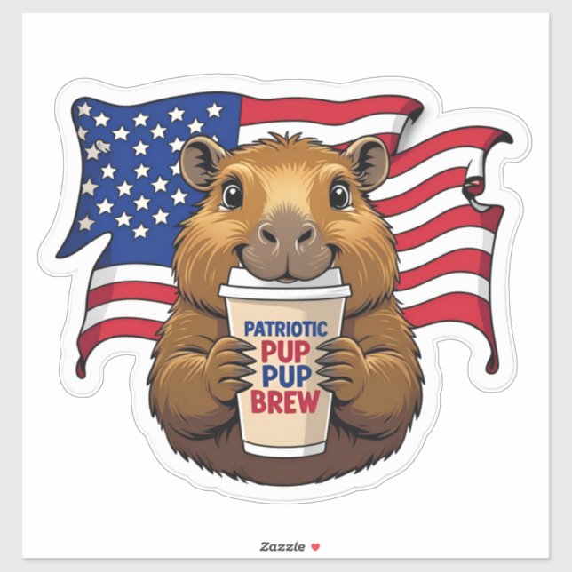 Autocollant holographique de capybara patriotique (Feuille)