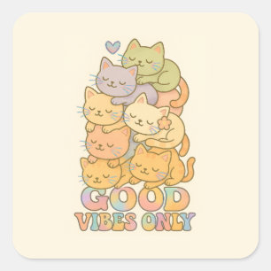 Autocollant holographique de la pile de chats Retr