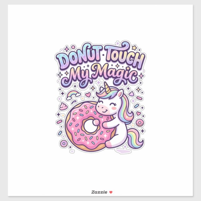 Autocollant idée cadeau magique Licorne Donut Touc (Feuille)