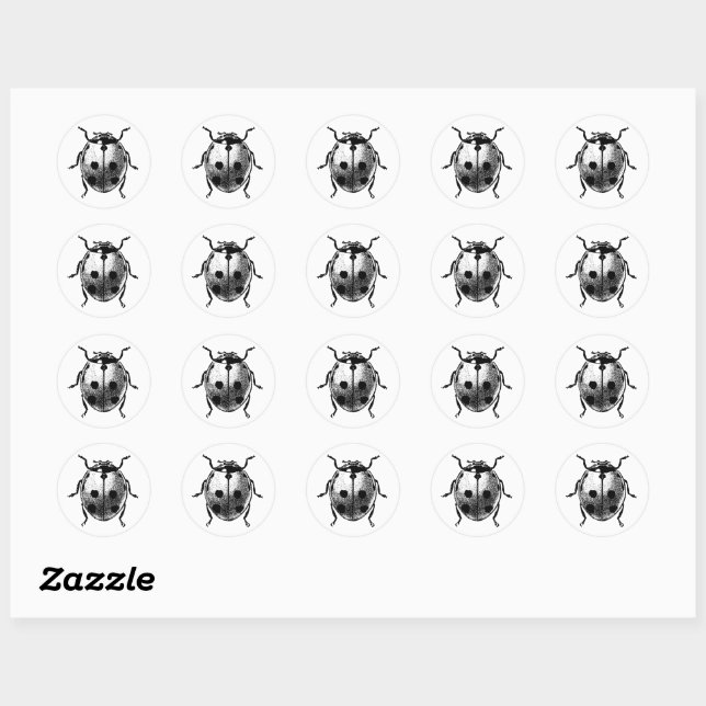 Autocollant image vintage coccinelle 20 par feuill (Feuille)