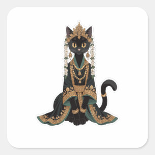 Autocollant Impératrice Royale Émeraude Chat