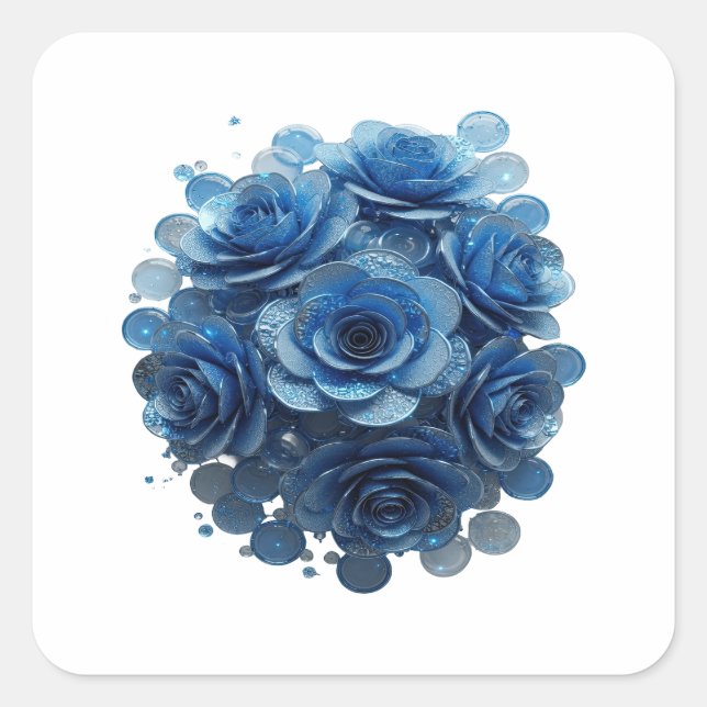 Autocollant Impression ROSES BLEUES Bleu vif (Devant)