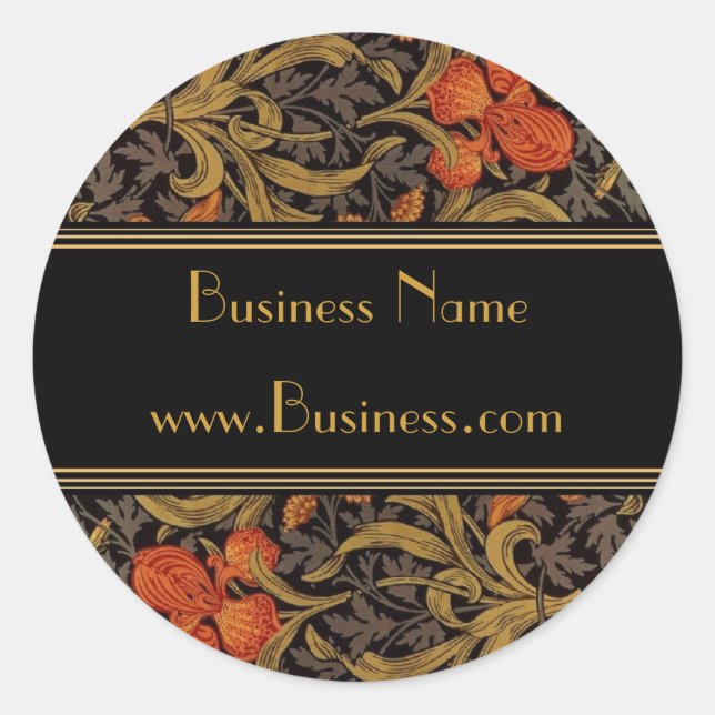 Autocollant Impression Vintage William Morris Noir (Devant)