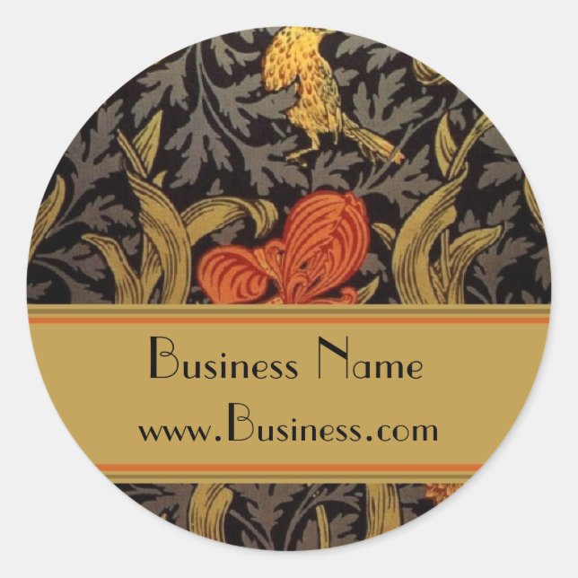 Autocollant impression vintage William Morris noir (Devant)