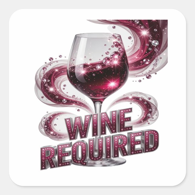 Autocollant imprimé argenté tendance WINE REQUIRED (Devant)