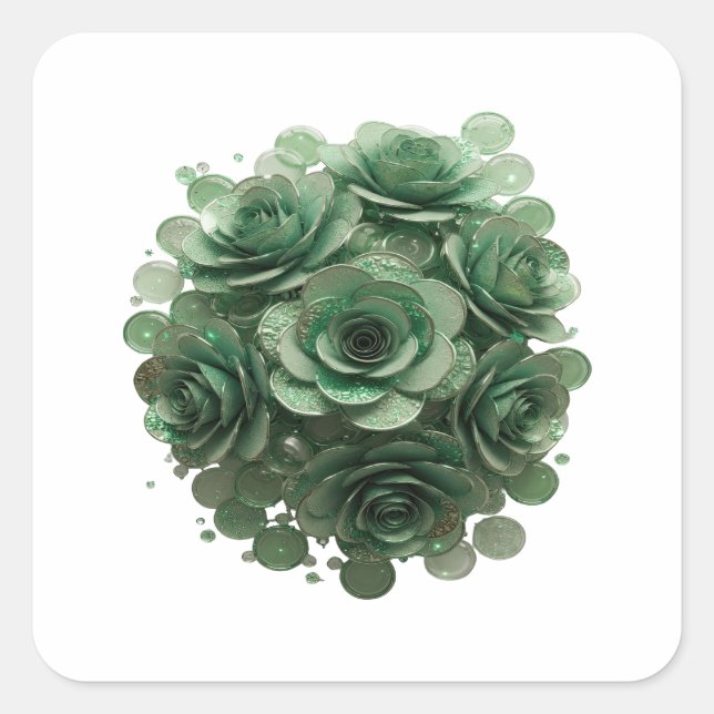 Autocollant imprimé GREEN ROSES vert pelable (Devant)