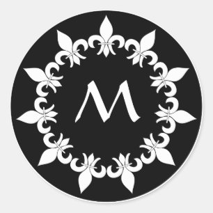Autocollant initial de Fleur de Lis Ebony
