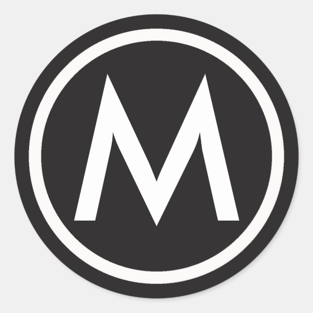 Autocollant initial de lettres noires et blanches  (Devant)