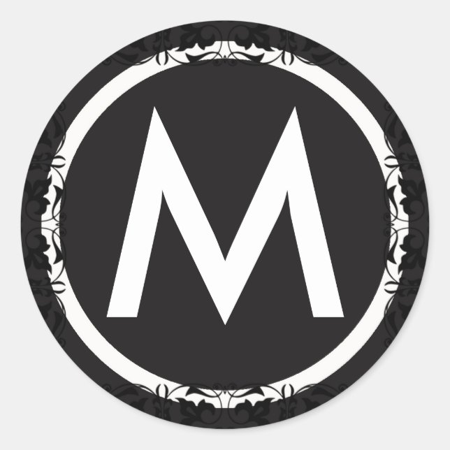 Autocollant initial de lettres noires et blanches  (Devant)