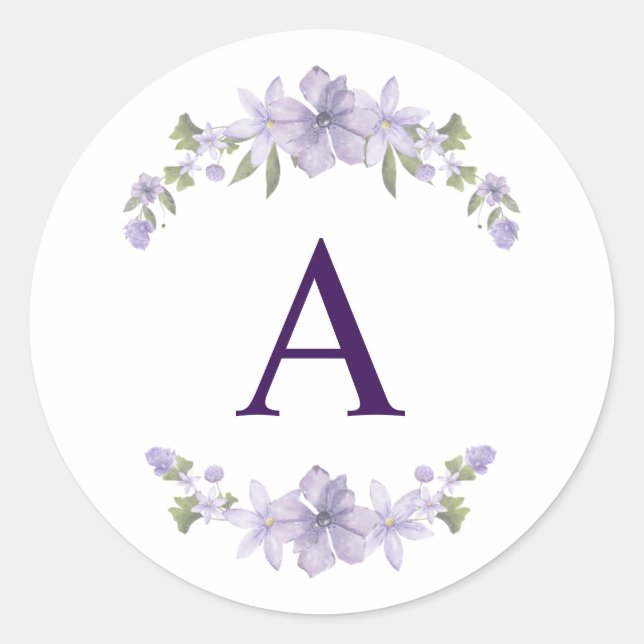 Autocollant Initial Floral | Monogramme Personnali (Devant)