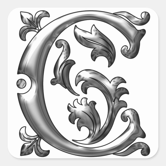 Autocollant initial lettre C majuscule en argent (Devant)
