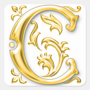 Autocollant initial lettre C majuscule en or
