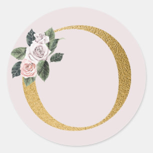 Autocollant initiales or roses de printemps lettre