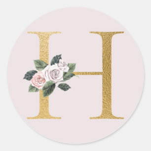 Autocollant initiales roses dorées de printemps le