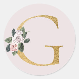 Autocollant initiales roses dorées de printemps le