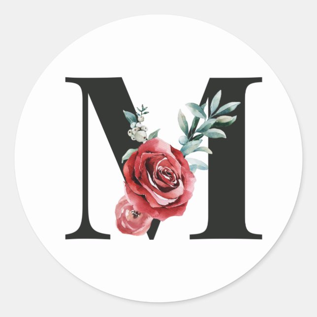 Autocollant initiales vacances d'hiver lettre M (Devant)