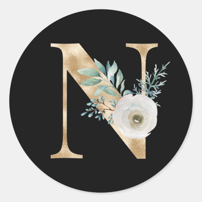 Autocollant initiales vacances d'hiver lettre N (Devant)