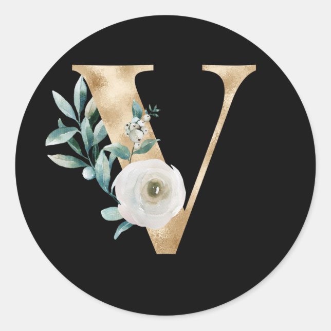 Autocollant initiales vacances d'hiver lettre V (Devant)