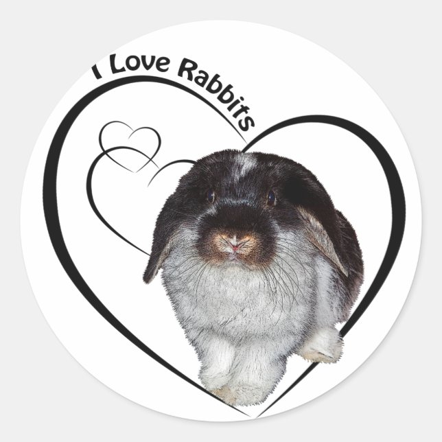 Autocollant J'adore les lapins (Devant)