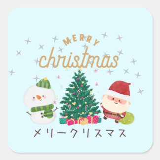 Autocollant japonais kawaii ⇢ Père Noël BLUE