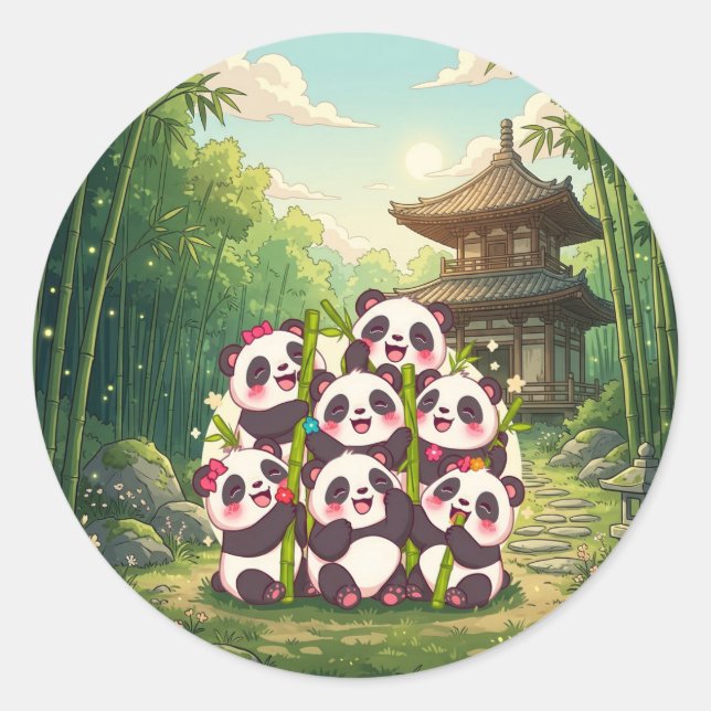 Autocollant Jardin de Bambou Panda Mignon (Devant)