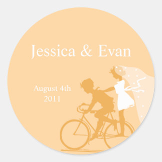 Autocollant jaune de mariage de couples de