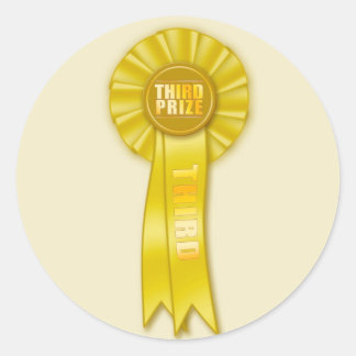 autocollant jaune rosette troisième prix
