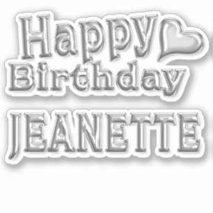 Autocollant Jeanette Joyeux Anniversaire argent