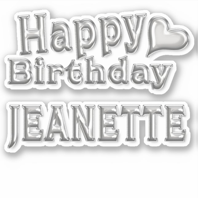 Autocollant Jeanette Joyeux Anniversaire argent (Devant)