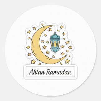 Autocollant joli croissant et lanterne de Ramadan