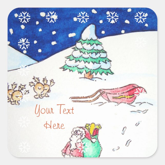 Autocollant joli Noël père Noël (Devant)