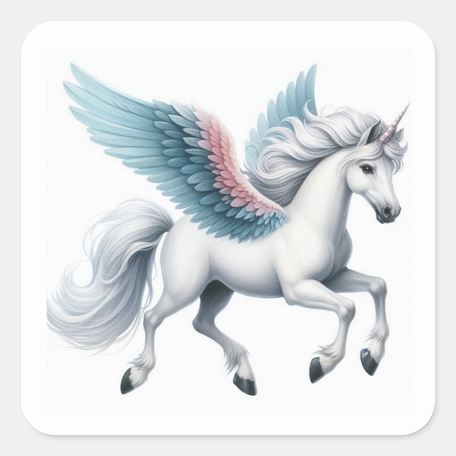 Autocollant joli Pegasus blanc volant (Devant)