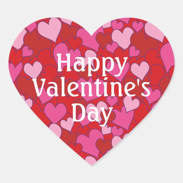 Autocollant Joyeuse Saint-Valentin motif cœur (Devant)