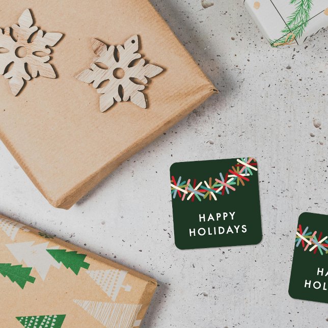 Autocollant Joyeuses Fêtes Guirlande de Guirlandes (Créateur téléchargé)