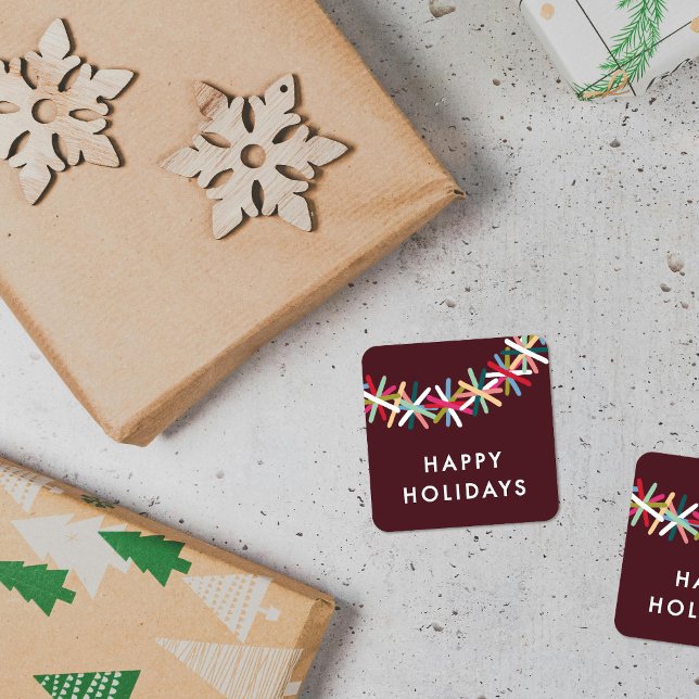 Autocollant Joyeuses Fêtes Guirlande de Ruban Pail (Créateur téléchargé)