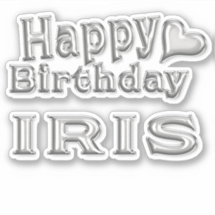 Autocollant Joyeux Anniversaire argent pour Iris
