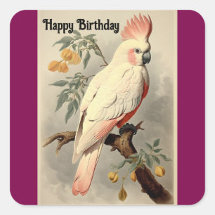 Autocollant Joyeux Anniversaire Oiseau Tropical