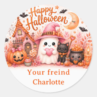 Autocollant Joyeux Halloween Fantôme Mignon
