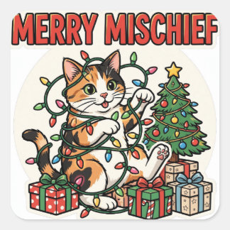 Autocollant Joyeux Mêlée — Lumières de Noël de cha