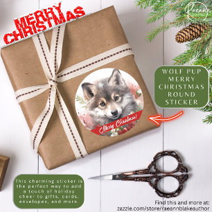 Autocollant Joyeux Noël Petit Loup