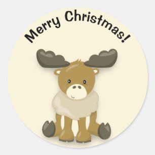 Autocollant Joyeux Noël Renne Bébé Mignon