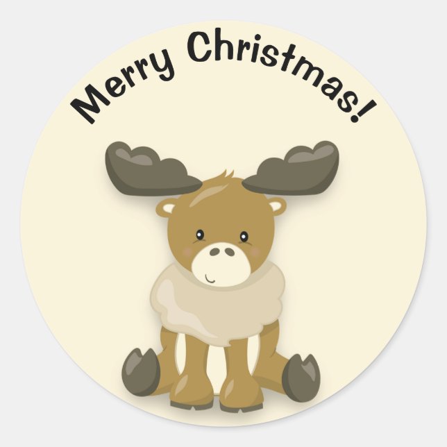 Autocollant Joyeux Noël Renne Bébé Mignon (Devant)